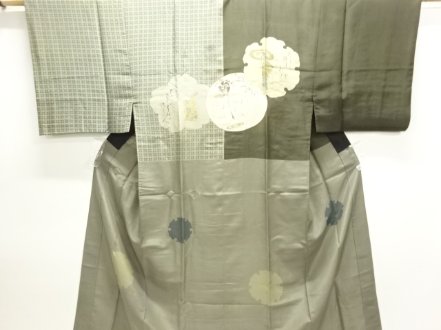 JAPANESE KIMONO / ANTIQUE MENS JUBAN / SILK / SNOWFLAKE & POET